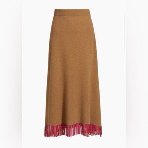 Lingua Franca Bianca Wool Fringe Maxi Skirt
